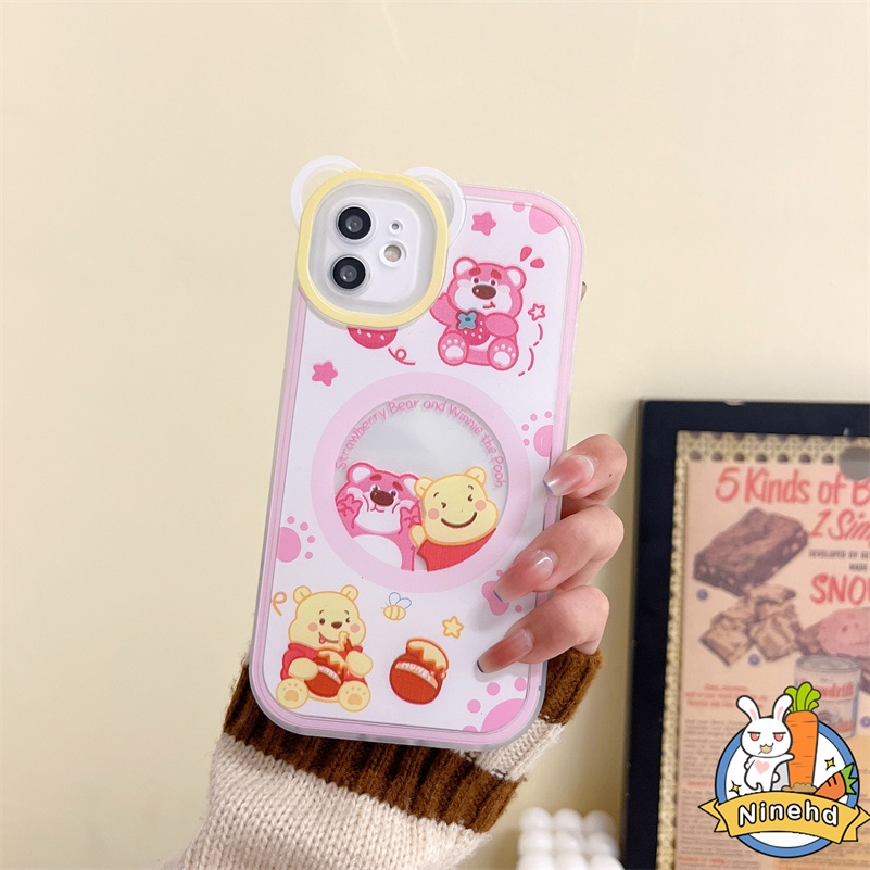 IPHONE Casing Kompatibel Untuk Iphone14 13 12 11 Pro Max X Xr Xs Max SE 8 7 6 6s Plus Kartun Beruang Merek Trendi Casing Ponsel Silikon TPU Soft Case Shockproof Bumper Casing Cover Pelindung