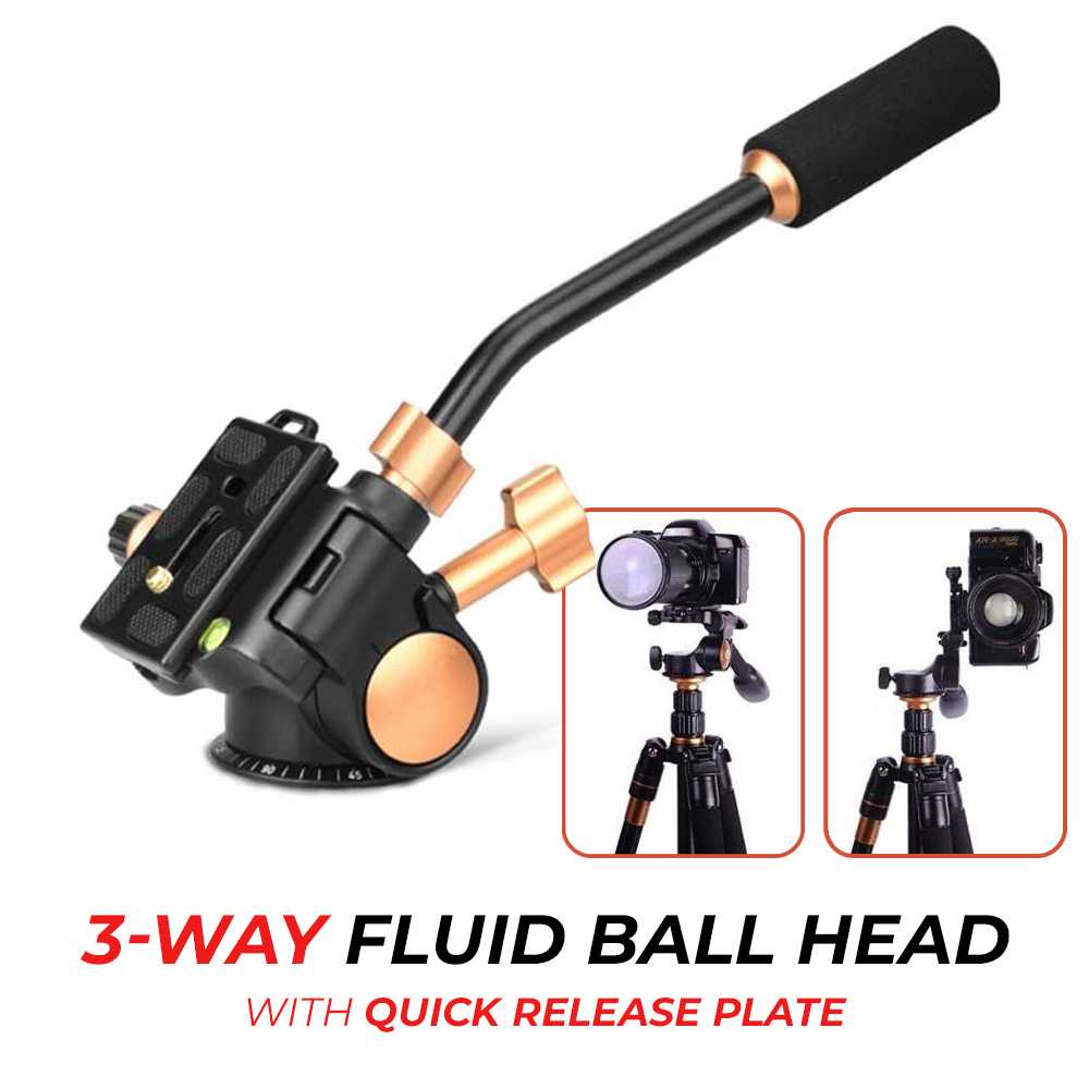 QZSD Tripod 3-Way Fluid Ball Head Quick Release Plate DSLR - QZSD-08S