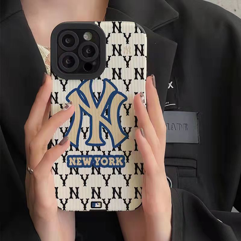 【Lamb Skin】Fashion NY Letter Leather Soft Case for IPhone 6S 7 Plus 8 Plus X XS XR XS Max 11 13 12 14 PRO Max 14 Plus 12 13 Mini Ins Fashion