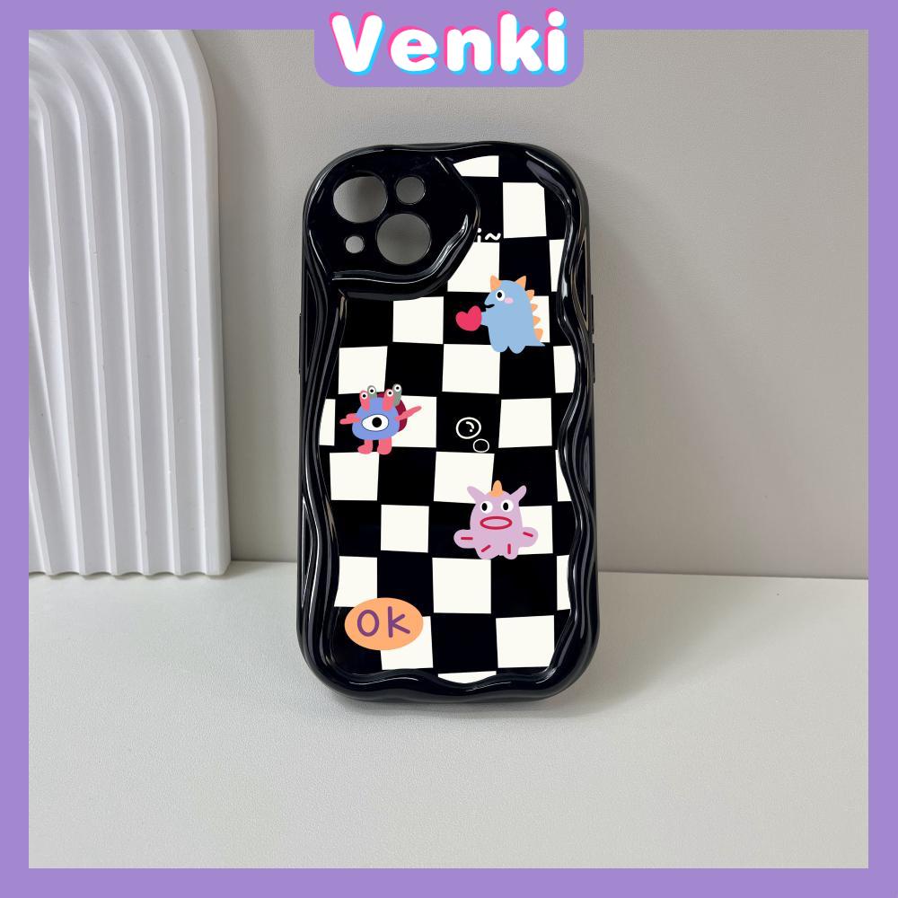 Case for iPhone 11 Pro Max TPU Soft Glossy Curved Wave Case Classic Checkerboard Camera Protection Shockproof For iPhone 14 13 12 11 Plus Pro Max 7 Plus X XR