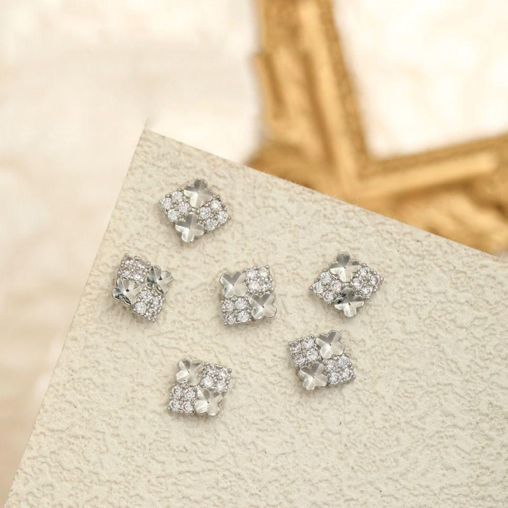 Augustina Dekorasi Nail Art Semanggi Empat Daun Dilubangi Cross Gaya Perancis Retro Elemen Cantik Alloy Aksesoris Kuku
