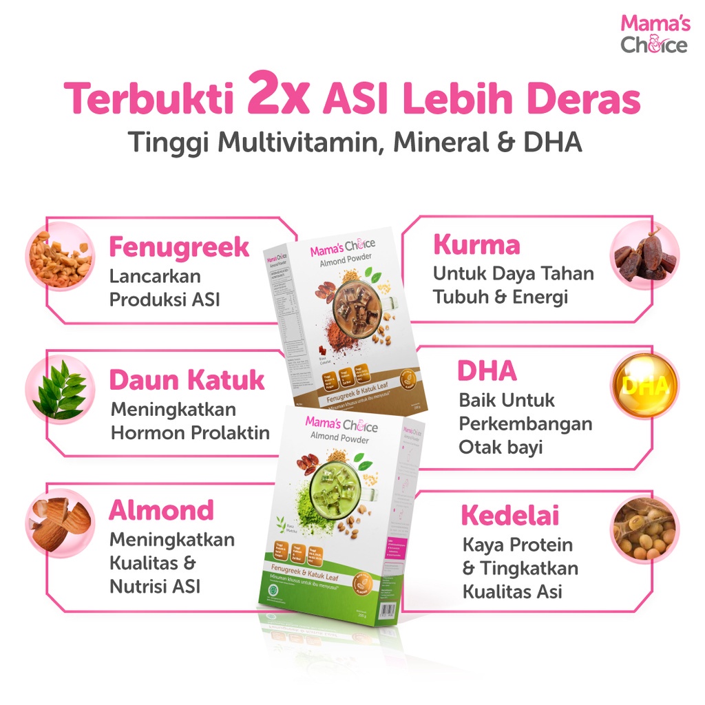 Susu Almond ASI BOOSTER | Almond Milk Powder Mama's Choice - Pelancaran ASI Terdaftar BPOM, Halal MUI, dan Natural
