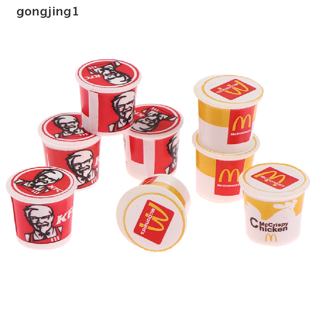 Ggg 5Pcs/set1per12rumah Boneka Miniatur Makanan Cepat Mini KFC Keluarga Bucket Modle Mainan ID