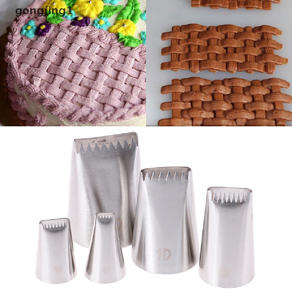 Ggg 5pcs Keranjang Anyam Tips Icing Piping Nozzle Stainless Steel Wrig Tube Nozzle ID