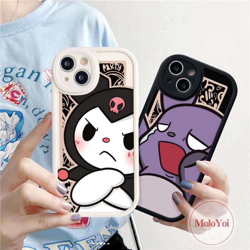 IPHONE Couple Kartun Lucu Kuromi Baku Case Kompatibel Untuk Iphone11 14 12 13 Pro Max 7Plus 7 8 6 6s Plus XR X XS Max SE 2020 Soft Tpu Back Cover