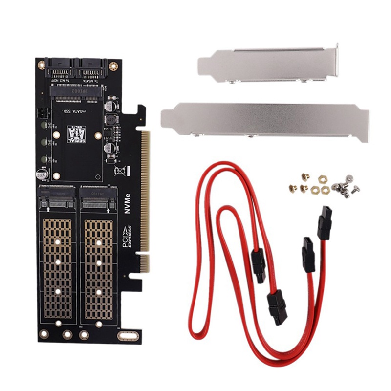 M.2 NVMe SSD NGFF To PCIE 3.0 X16 Adapter M Kunci B MSATA PCI Expansion SATA 3in1 Converter Riser