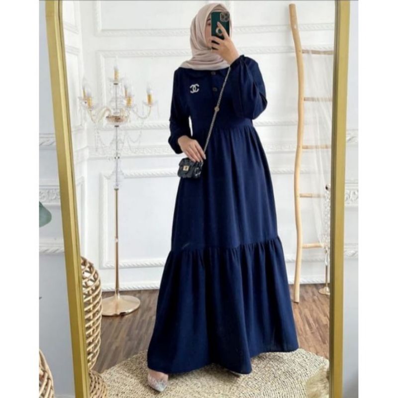 RUBI CATELINE DRESS AIRFLOW CRINGKEL READY BAHAN CRINGKEL POLOS