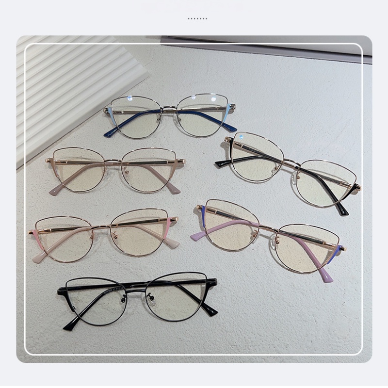 Kacamata Fashion Cat Eye Blocking Blue Light Untuk Wanita Pria Kacamata Optik Bingkai Logam