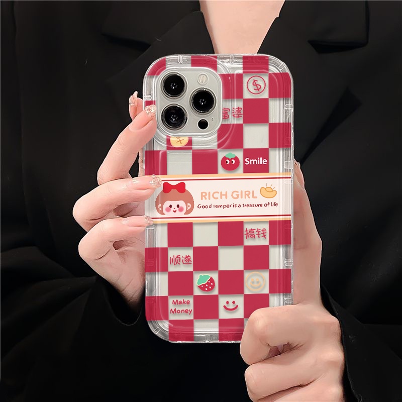 IPHONE Cute Diperiksa Soft Case Kompatibel Untuk Iphone14 13 12 11 Pro XS Max X Xr7 +8 Plus Casing Transparan TPU Silikon Ponsel Shockproof Cover