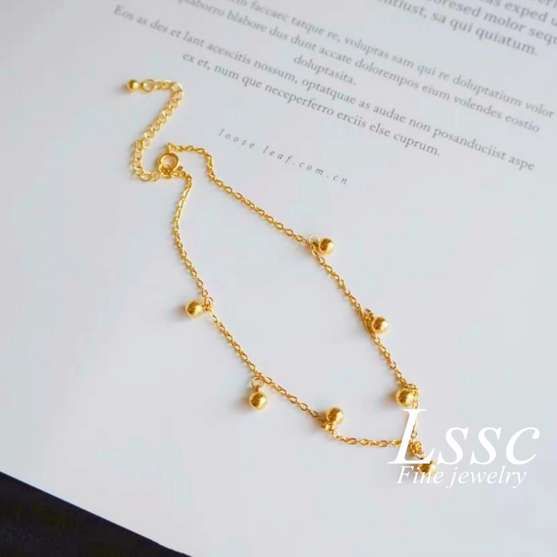 Gelang Kaki Titanium Wanita Anti Karat Bola Emas 18K Keberuntungan Cantik Korea Terbaru 2023 Aksesoris Perhiasan