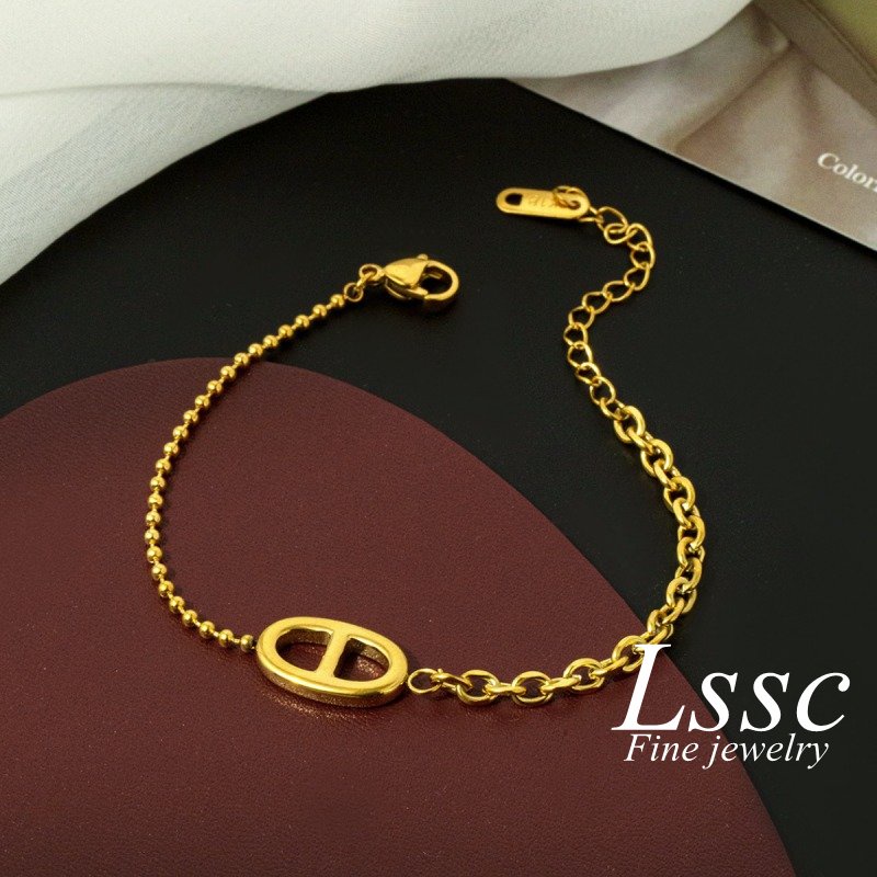 Gelang Titanium Wanita Anti Karat Anti Luntur Emas 18K Elegan Cantik Fashion Korea Aksesoris Perhiasan