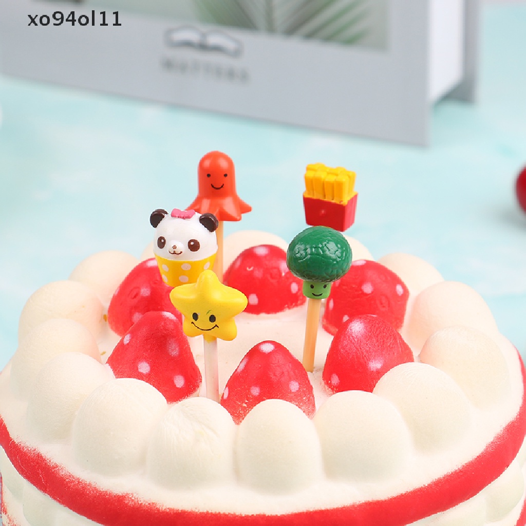 Xo 5Pcs Random Kartun Hewan Kue Buah Garpu Tusuk Gigi Buah Bento Aksesoris OL