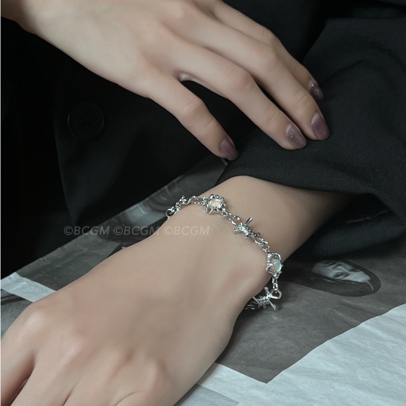 Sweet Thorn Splice Moonstone Bracelet Untuk Wanita Gelang Rantai Perak Aksesoris Perhiasan