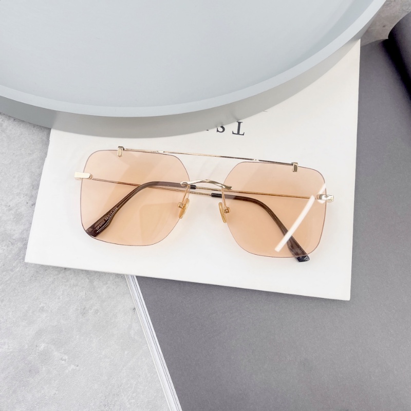 (YUZHU) New Fashion Design Metal Double Beam Square Frame Sunglasses Untuk Pria Frameless Fashion UV Protection Sunglasses Untuk Wanita