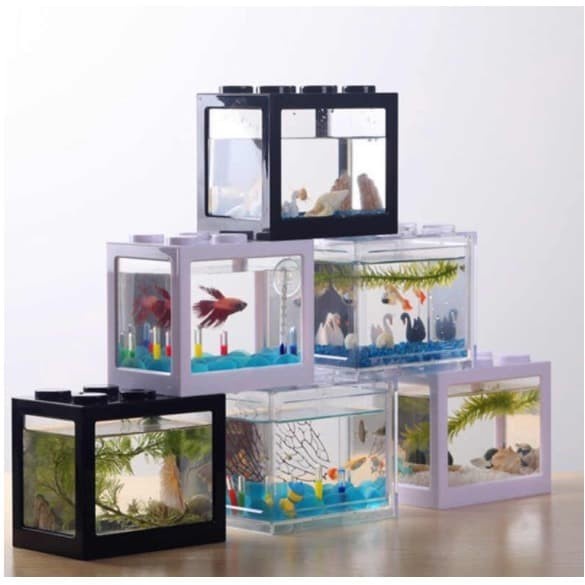 AQUARIUM MINI MODEL LEGO SOLITER MINI LED PUTIH TANK SOLITER CUPANG