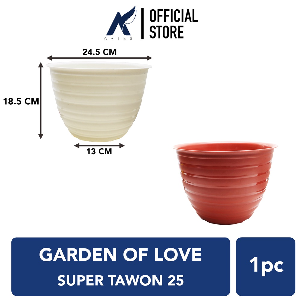 GOL SUPER TAWON 25 Pot Tanaman-Tumbuhan Hias-Bunga-dll Putih-Merah Bata Diameter Atas 25 cm-centi me