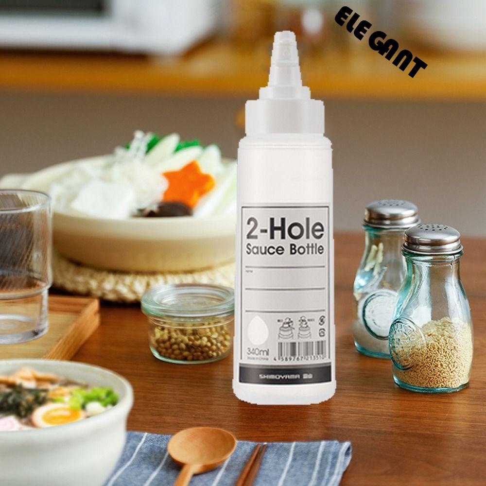 [Elegan] Botol Saus Double Bottle Mulut Tembus Dapur Plastik Olive Oil Tomat Sauce Honey Bottle