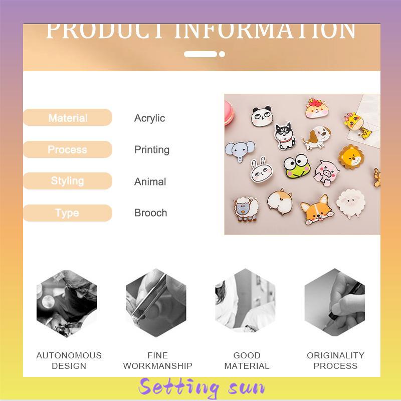 Pin Akrilik Lucu Aksesoris Seri (Animal) untuk Tas Cute Pin Brooch Pin Bros Acrylic Korean Style TN