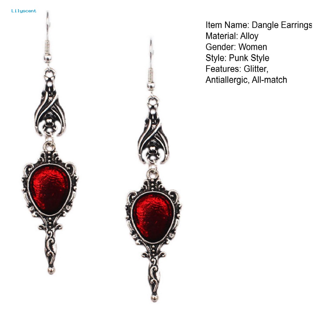 Lilyscent 1pasang Berlebihan Liontin Anting Aksesoris Fashion Vintage Bat Ear Hook Drop Earrings Gothic