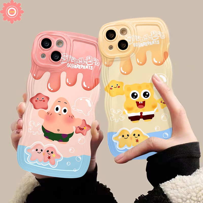 IPHONE Case Kompatibel Untuk Iphone11 14 13 12 Pro Max7 8 6s 6 Plus X XR XS Max14 Plus 7Plus SE 2020 Lucu Patrick Star Kartun SpongeBob SquarePants Lembut Tpu Bergelombang Penutup Tepi