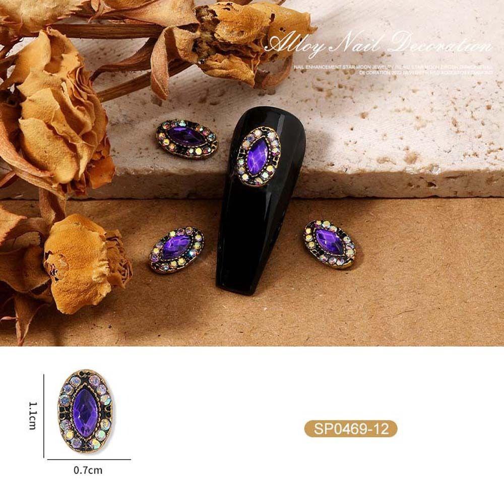 Mxbeauty Kuku Berlian Imitasi Mewah Retro Pesona Kuku Cinta Hati Manikur Aksesoris Persegi 3D Nail Art Drills