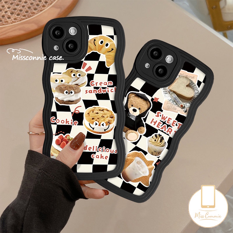 Infinix Hot9 11 10 Play Hot 10T 8 20 20s 11s NFC 10s 12i 10Lite 12 Pro 11s Smart5 4 6 Plus Note8 12 G96 10Pro 12Pro 12 2023 Enak Cream Sandwich Cookie Kue Wavy Edge Case