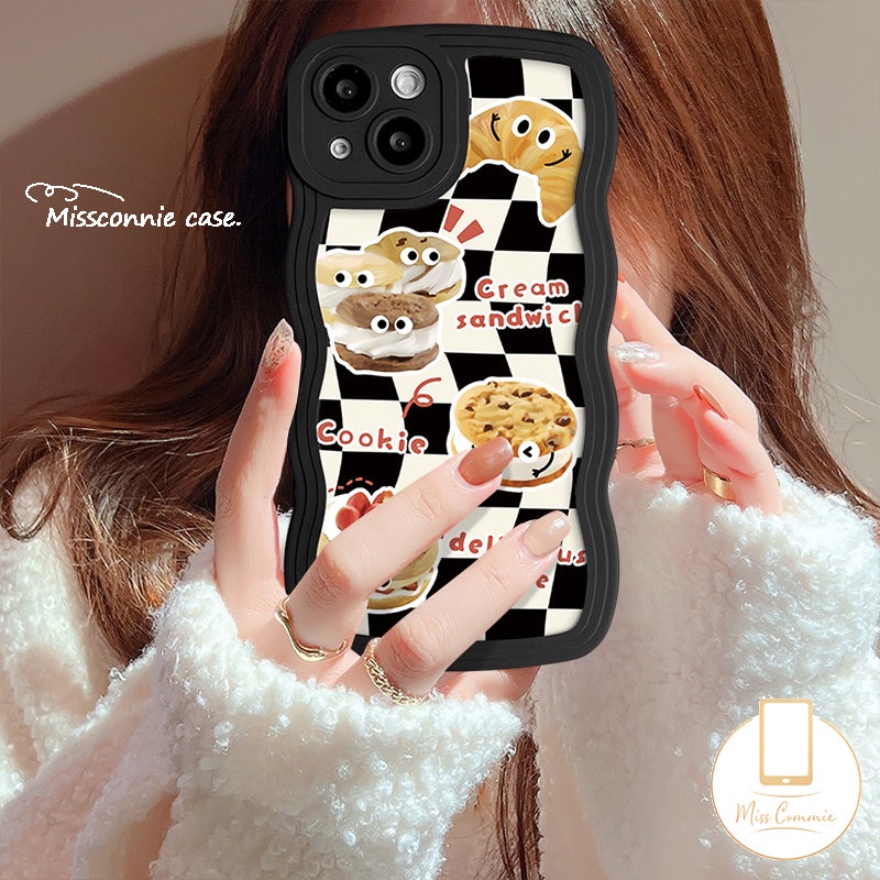 Infinix Hot9 11 10 Play Hot 10T 8 20 20s 11s NFC 10s 12i 10Lite 12 Pro 11s Smart5 4 6 Plus Note8 12 G96 10Pro 12Pro 12 2023 Enak Cream Sandwich Cookie Kue Wavy Edge Case