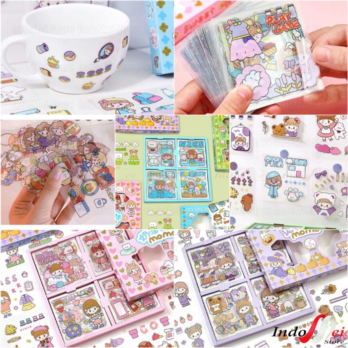 

Mainan Sticker Anak 1Box/ 100Lembar Motif Kartun Momo Korea Waterproof Anti Air Paling Dicari