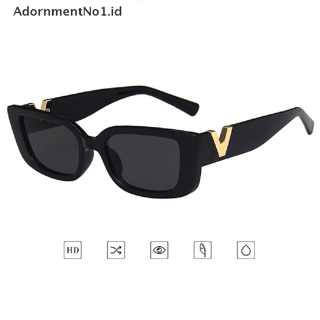 [AdornmentNo1] Frame Kacamata Hitam Wanita Fashion Rectangle Sunglasses Dengan Engsel Metal [ID]