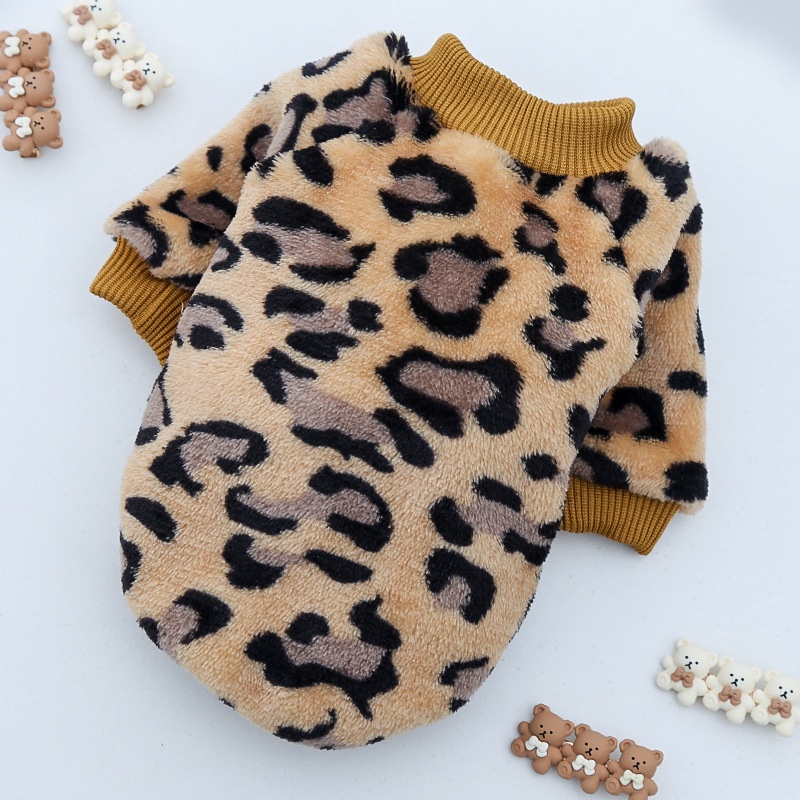 Piyama Hangat fashion Musim Gugur Dan Musim Dingin Motif Leopard Pakaian Kucing/Anjing Peliharaan