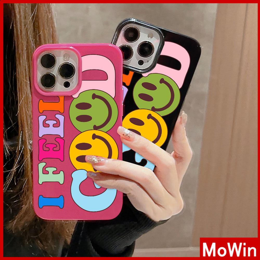 For iPhone 14 Pro Max iPhone Case Black Pink Glossy TPU Soft Case Shockproof Protection Camera Smiley Face Compatible with iPhone 13 Pro max 12 Pro Max 11 xr xs max 7Plus 8Plus
