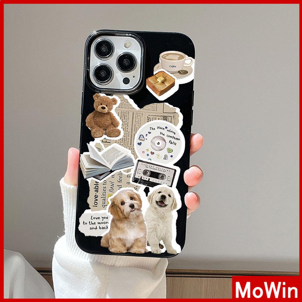 For iPhone 14 Pro Max iPhone Case Black Glossy TPU Soft Case Shockproof Protection Camera Cute Bear Puppy Compatible with iPhone 13 Pro max 12 Pro Max 11 xr xs max 7Plus 8Plus