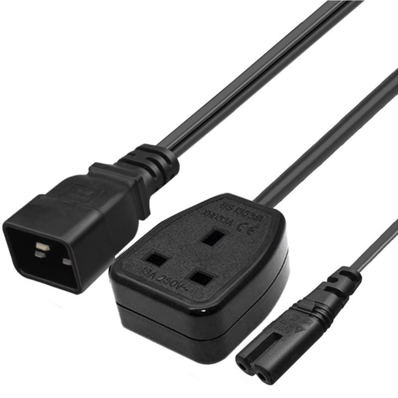Cre C20 to C7 Kabel Listrik UK IEC320 C20 Male to UK C7 Female Power Converter Extension Adapter Kabel Cord 1FT/0.32M