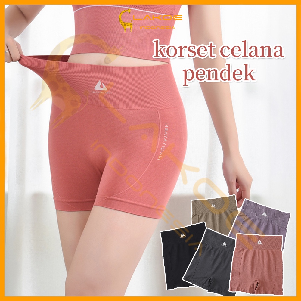 Lakoe Celana Korset Pinggang/Tinggi Legging Pendek Wanita/sport shorts Yoga Fitness/High Waist Boxer