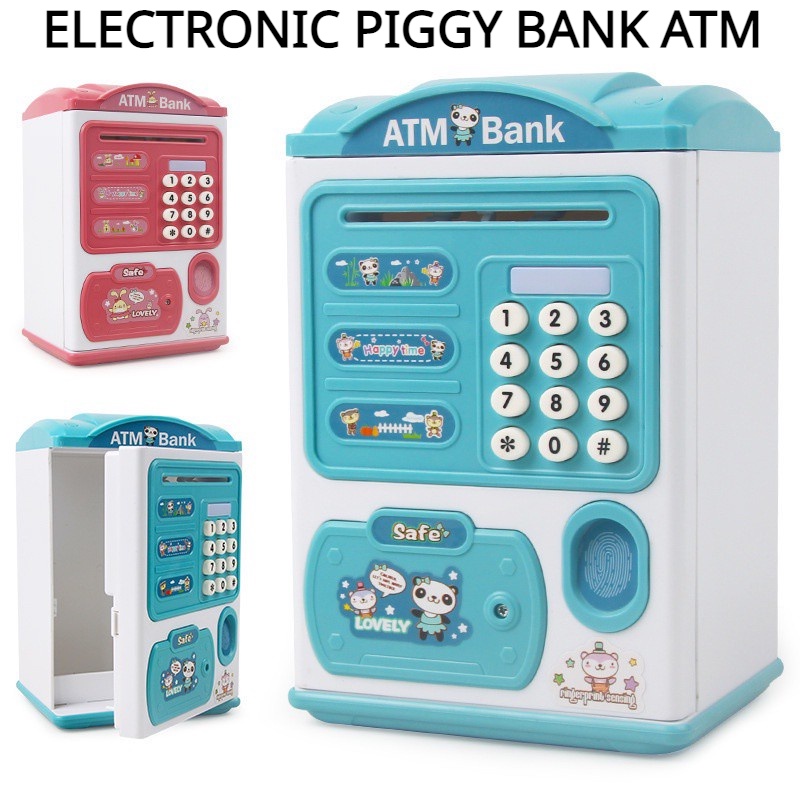 Electronic Piggy Bank ATM Password Money Box Cash Coins Saving ATM Bank Safe Box Auto Scroll Paper Banknote Gift For Kids Toys