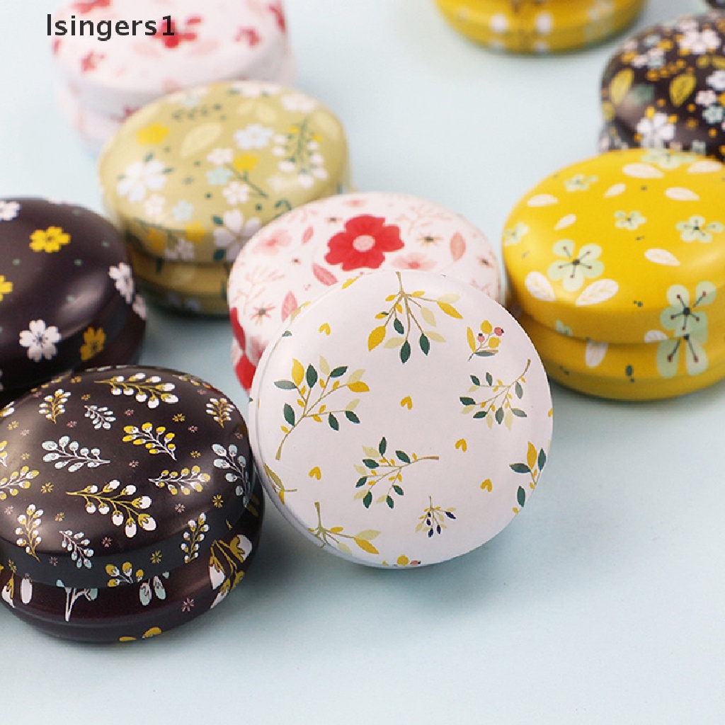 [lsingers1] 12pcs Mini Elegan Kotak Kaleng Bunga DIY Jar Balm Bulat Kosong Case Penyimpanan Butik