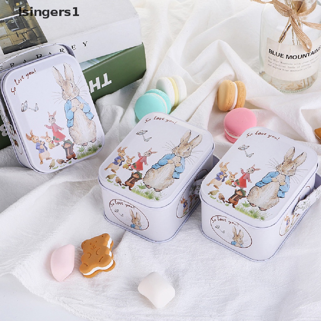 [lsingers1] White Rabbit Toffee Tin Can Small Suitcase Storage Can Tin Metal Candy Box Gift Butik