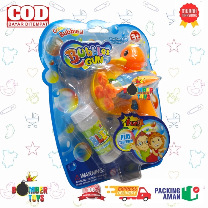 MAINAN ANAK BUBBLE GUN PISTOL 4 ROL GELEMBUNG BEBEK DUCK LUCU SERU FUN