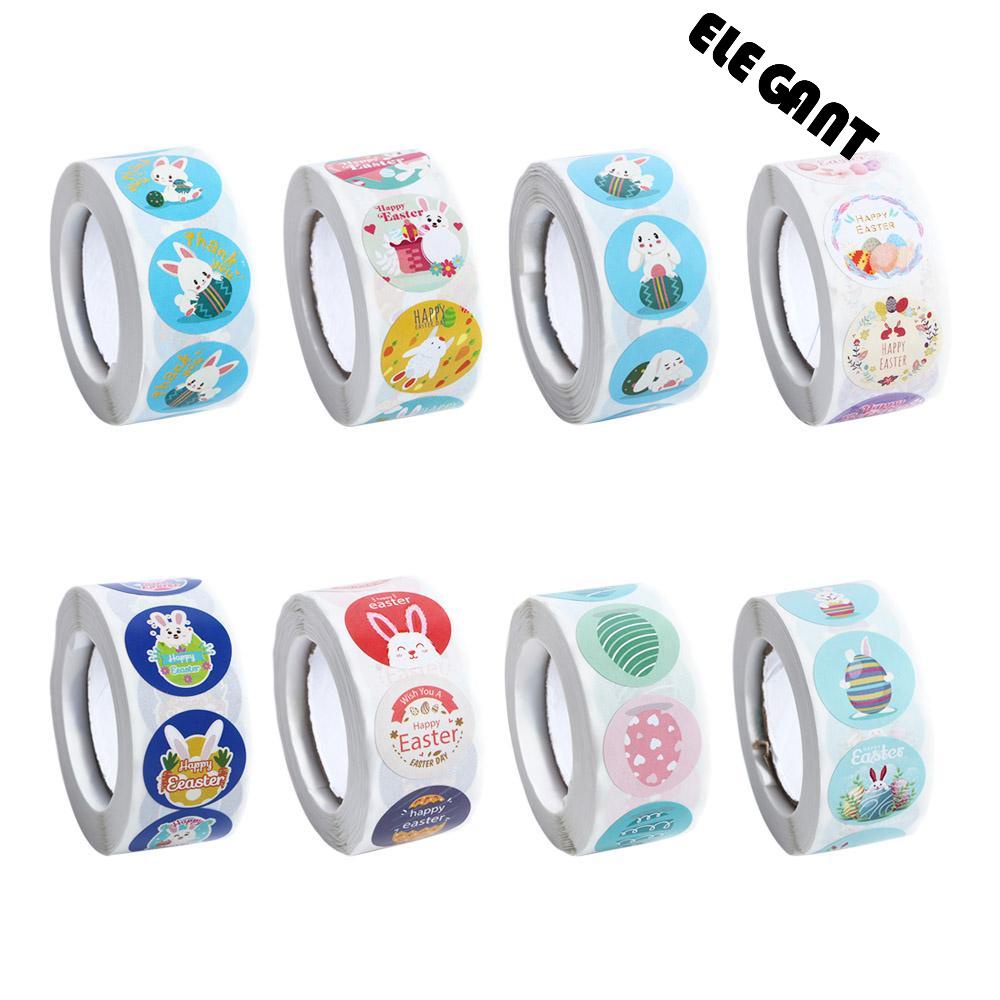 [Elegan] Paskah Stiker Kreatif 500pcs/roll Amplop Seal Dekorasi Happy Rabbit, Easter Egg Pattern Wrapping Sticker Box Tag