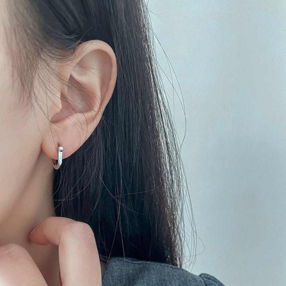 Needway Anting Gaya Korea Hadiah Pesta Perak Indah Tembaga Sederhana Hoop Telinga Gesper