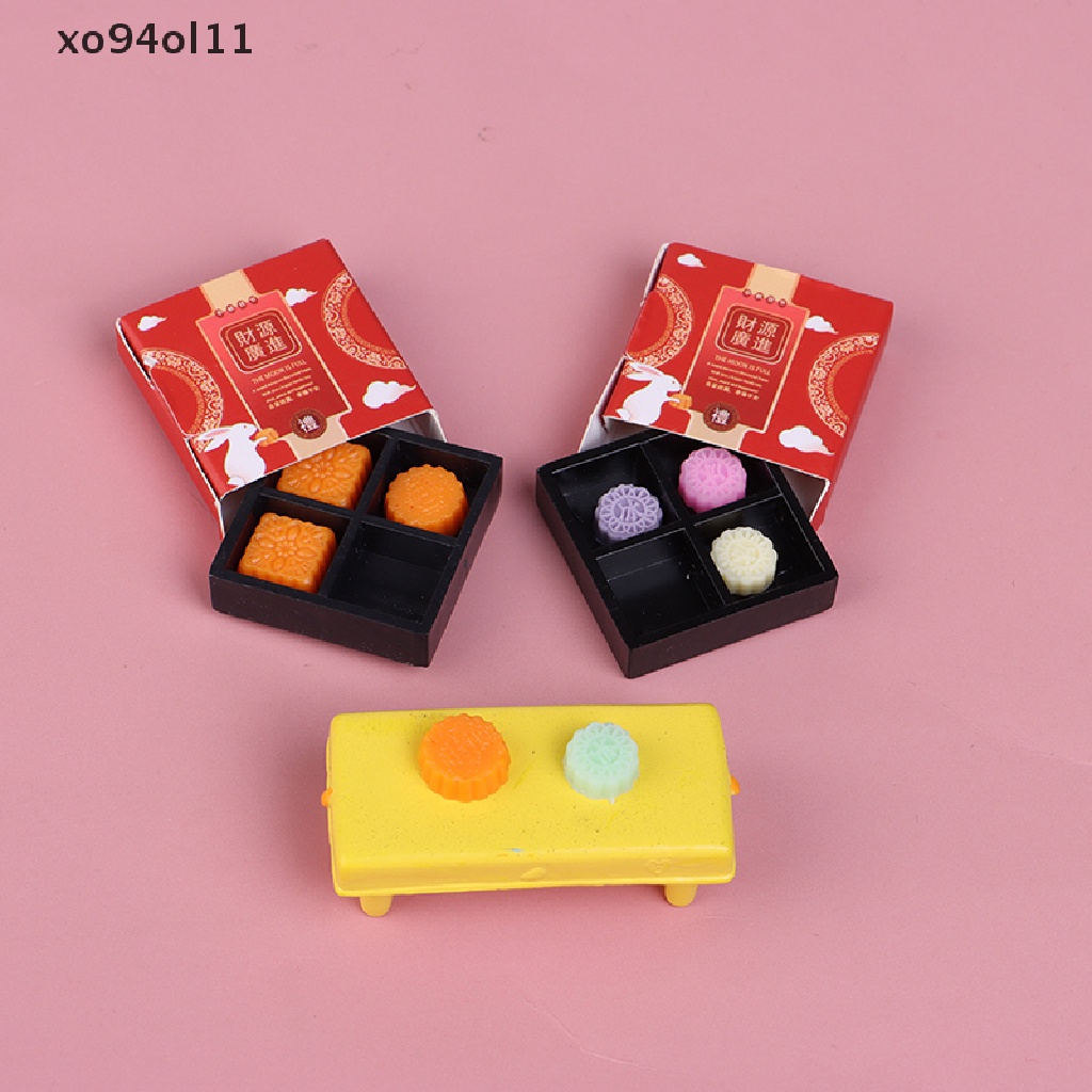 Xo 1set1 /12Rumah Boneka Miniatur Resin Kue Bulan Simulasi Makanan Model Dessert DIY OL