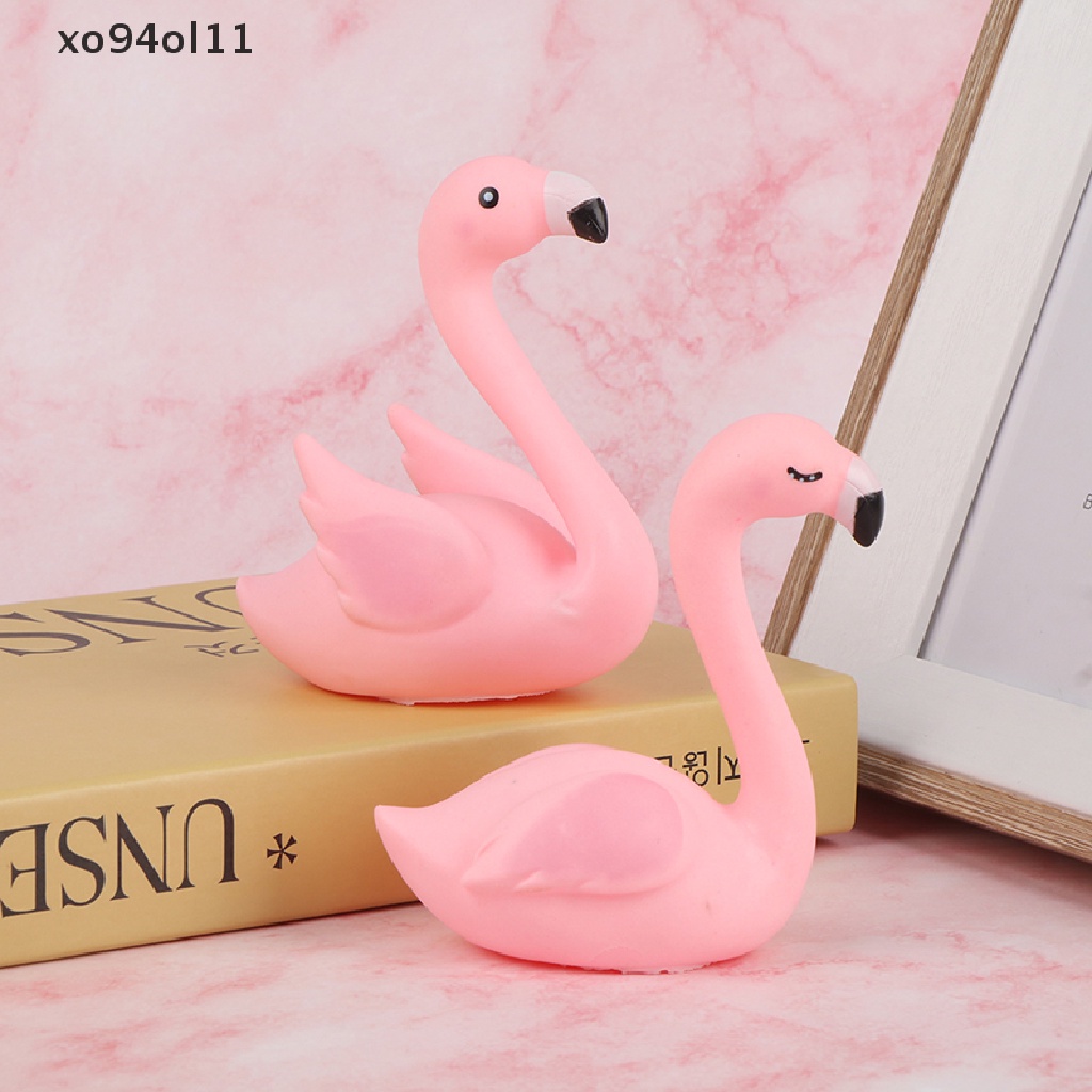 Xo 1pasang Flamingo Pink Hiasan Kue Cake Topper Dekorasi Pesta Ulang Tahun Pernikahan Dessert Hadiah Hari Ibu Hawaii Party Decor Ornament OL