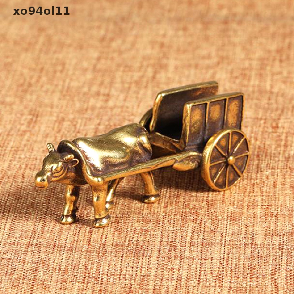 Xo Patung Sapi Kuningan Mini Patung Sapi Gerobak Aksesoris Liontin Statue Decor OL