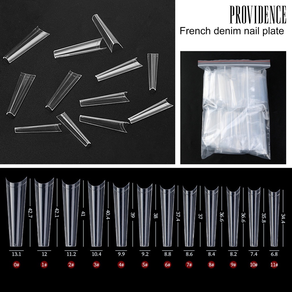 Providence 500Pcs Kuku Palsu Removable Full Cover Bagus Lentur Ultra-Tipis Dekorasi Kuku Multi-Ukuran Balet Panjang French Press on Nails Untuk Wanita