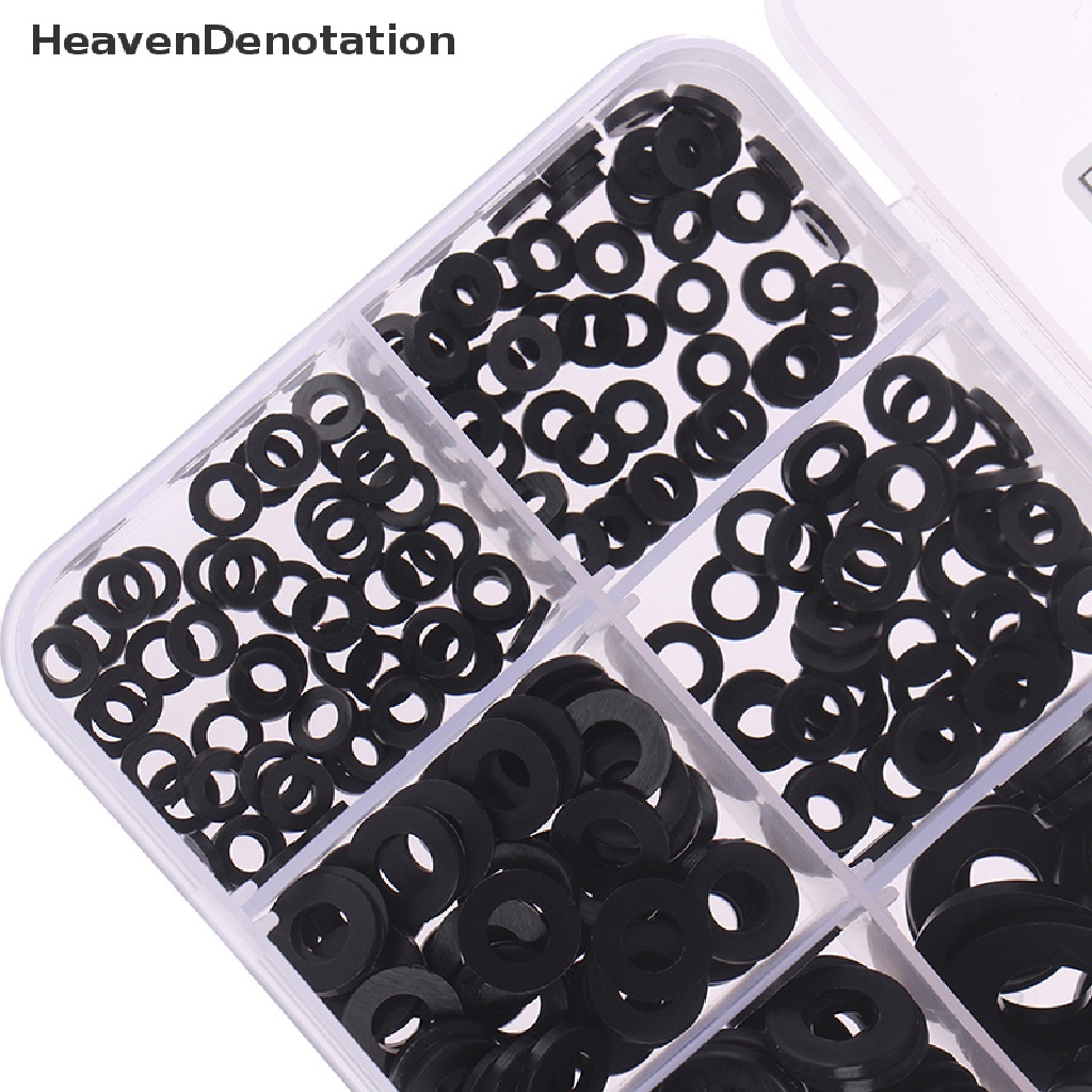 [HeavenDenotation] 350pcs M2/M2.5/M3/M4/M5/M6/M8 Hitam nylon flat washer assortment kit set HDV