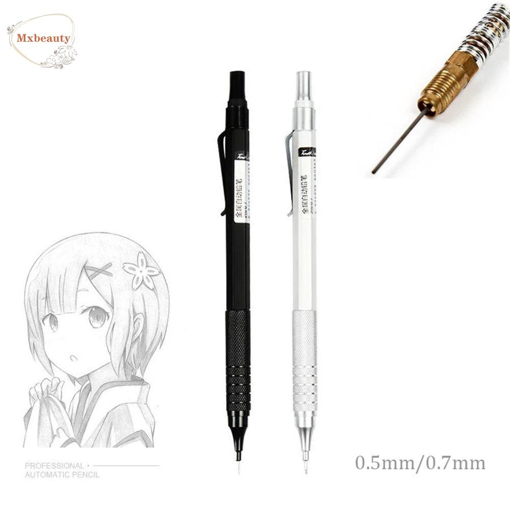 Mxbeauty Pensil Mekanik Perlengkapan Tulisan Kantor Siswa Cangkang Logam 0.5mm Pensil Otomatis