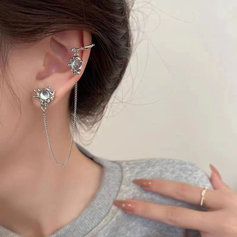 Anting Batu Terang Bulan Tidak Teratur Aksesoris Kepribadian Fashion Mewah Ringan