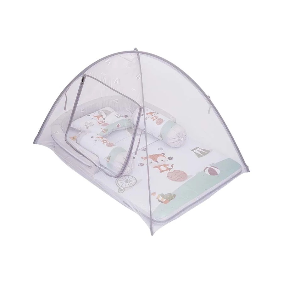 [2 Kg] Vee &amp; Mee Kasur Bayi Lipat Bumper Anti Bakteri + Kelambu Circus Series -  VMK 1070