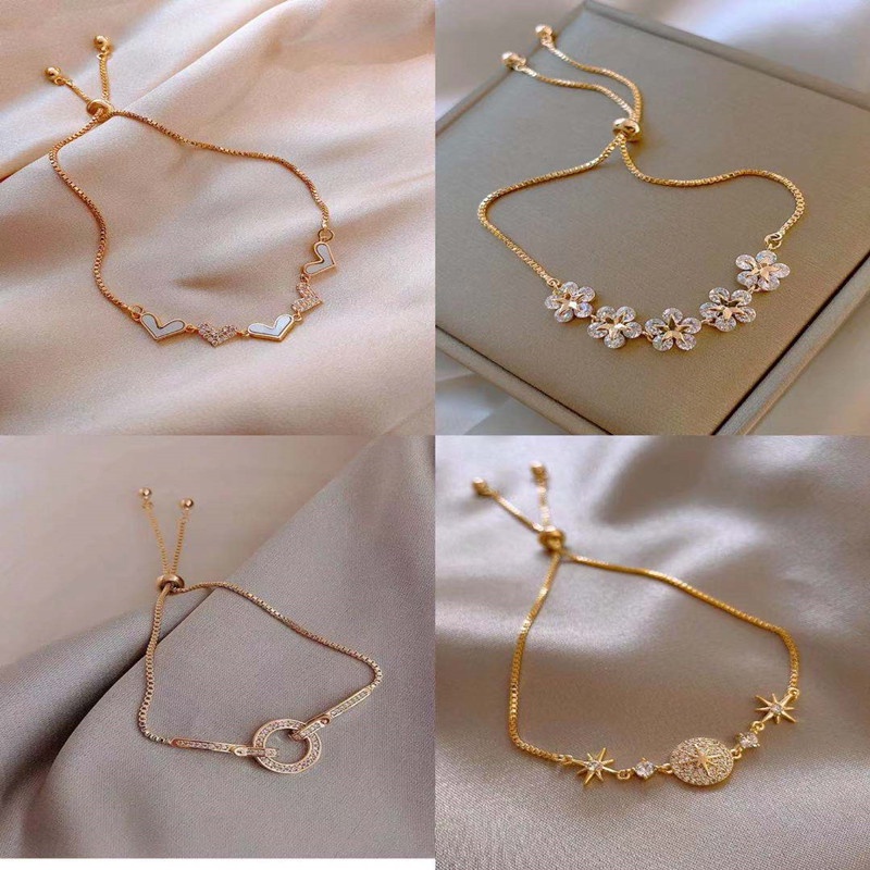 Gelang Tangan Rantai Simple Mewah Ala Korea Untuk Wanita / Pelajar