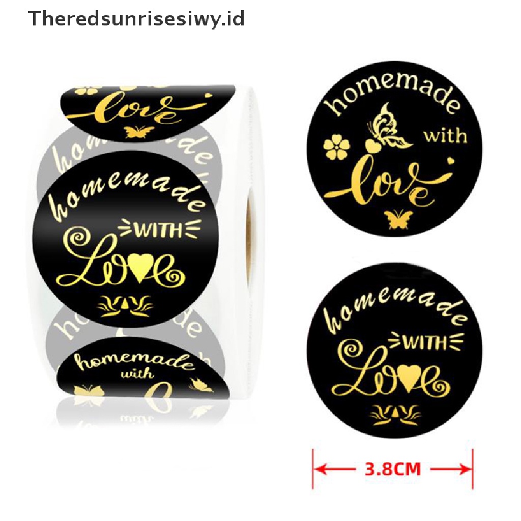 # Kado Mom &amp; PAPA DIY # 500pcs Handmade Golden Home Made With Love Sticker Lingkaran Segel Label Stiker~